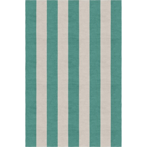 Handmade Silver Teal VSAE12CI05 Stripe Rugs 5'X8'