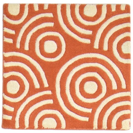 Modern Hand Tufted Wool Orange 2' x 2' Rug