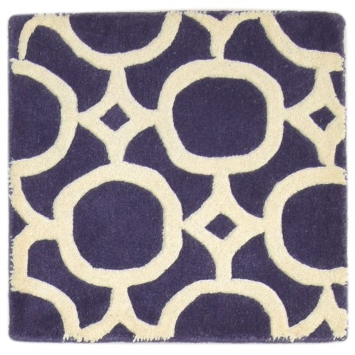 Modern Hand Tufted Wool Purple 2' x 2' Rug