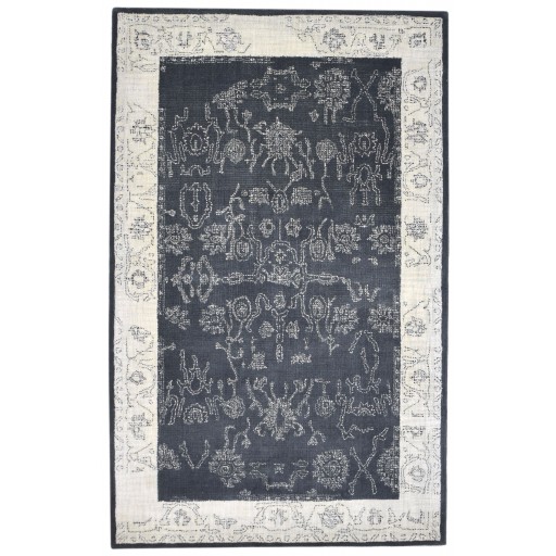 Erased Hand Tufted Wool Black 5' x 8' Rug