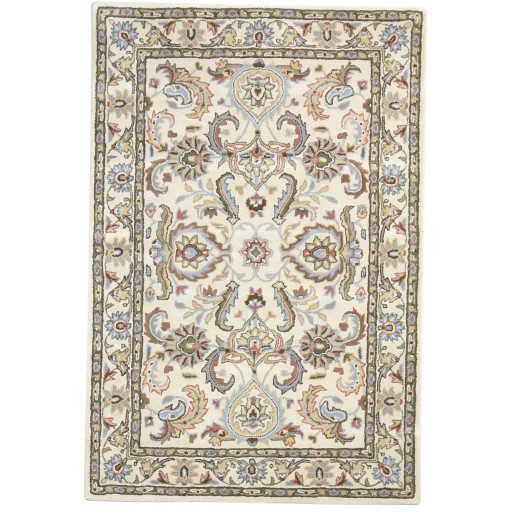 Traditional-Persian/Oriental Hand Tufted Wool Cream 4' x 6' Rug