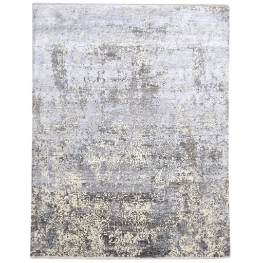 Modern Hand Knotted Wool / Silk (Silkette) Grey 8' x 10' Rug