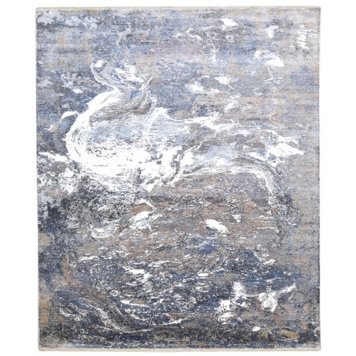 Modern Hand Knotted Silk Grey 8' x 10' Rug