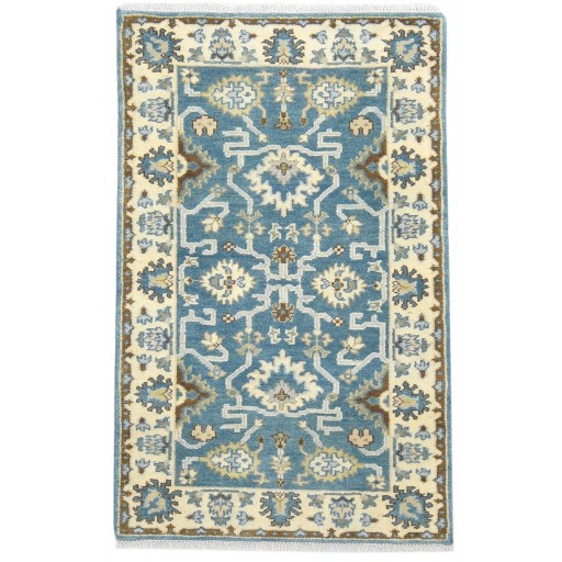 Traditional-Persian/Oriental Hand Knotted Wool Blue 3' x 5' Rug