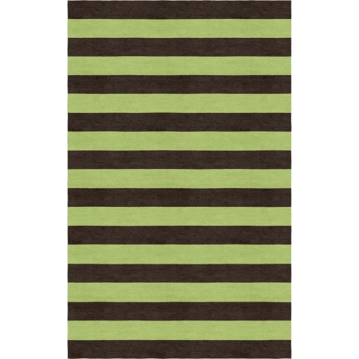 Handmade Brown Green HSAC03CL07 Stripe Rugs 6'X9'
