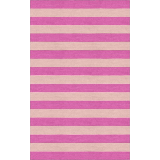 Handmade Pink Peach HSAK06AK12 Stripe Rugs 5'X8'