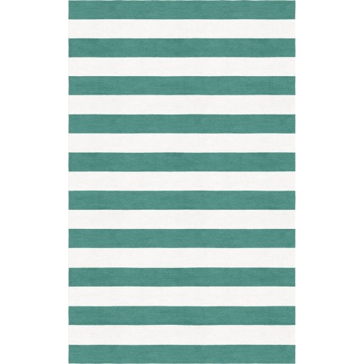 Handmade Teal White HSCI05AH12 Stripe Rugs 5'X8'