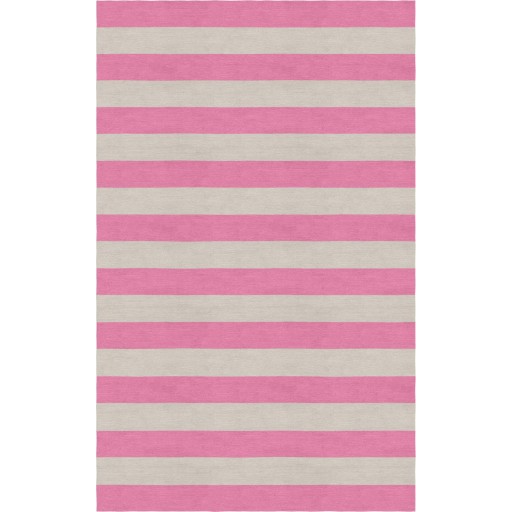Handmade Silver Pink HSTR-1006  Stripe Rugs 9' X 12'