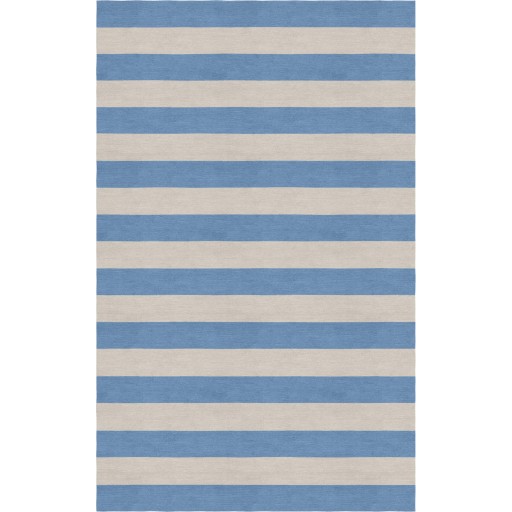 Handmade Silver Aqua HSTR-1009  Stripe Rugs 5' X 8'