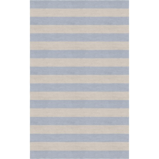 Handmade Silver Light Blue HSTR-1010  Stripe Rugs 6' X 9'