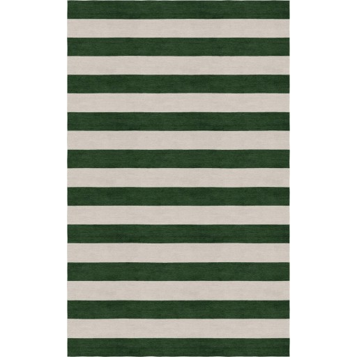 Handmade Silver Dark Green HSTR-1013  Stripe Rugs 6' X 9'