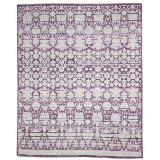 Modern Hand Knotted Wool Purple 8' x 10' Rug