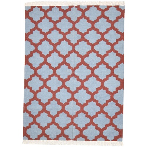 Modern Dhurrie Wool Red 5' x 7' Rug