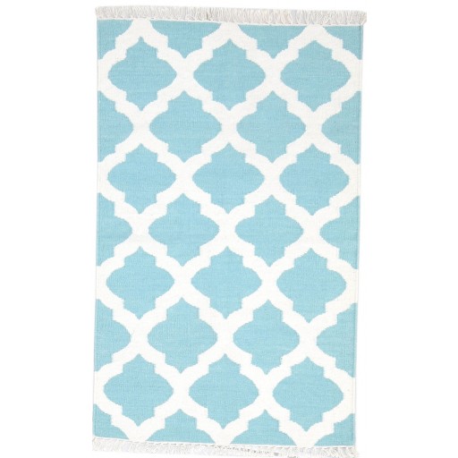 Modern Dhurrie Wool Teal Blue 3' x 5' Rug