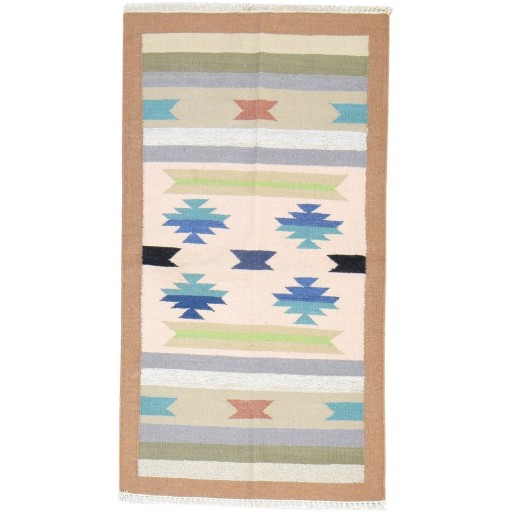 Traditional-Persian/Oriental Dhurrie Wool Sand 3' x 6' Rug