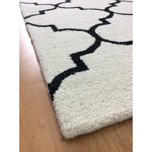 Handmade Wool Modern Ivory/ Black 5x8 lt1134 Area Rug