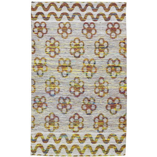 Modern Jacquard Loom Silk (Silkette) Grey 5' x 8' Rug