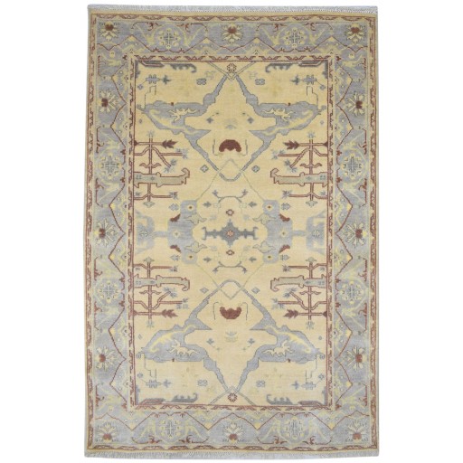 Traditional-Persian/Oriental Hand Knotted Wool Cream 5' x 8' Rug