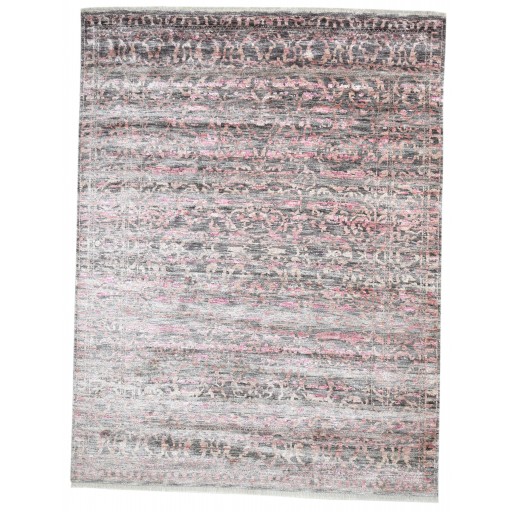 Modern Hand Knotted Silk Pink 8' x 10' Rug