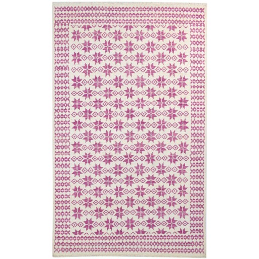 Modern Hand Knotted Wool Purple 5' x 8' Rug