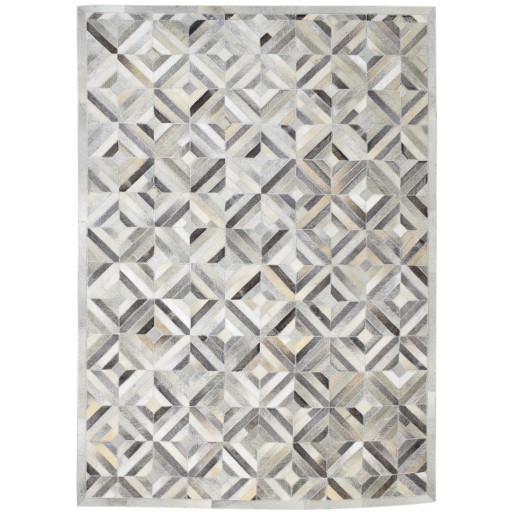 Modern Hand Woven Leather Grey 5' x 7' Rug