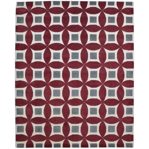 Modern Hand Tufted Wool Red 8' x 10' Rug