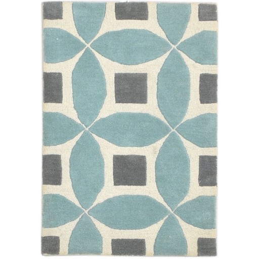 Modern Hand Tufted Wool Blue 2' x 3' Rug