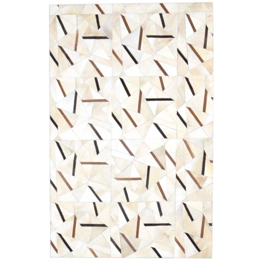 Modern Hand Woven Leather / Cotton Beige 5' x 8' Rug