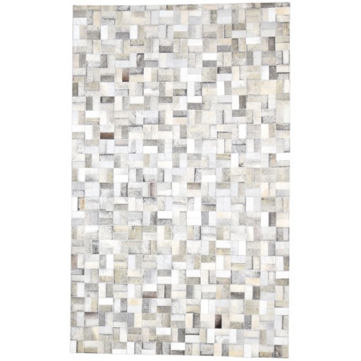 Modern Hand Woven Leather / Cotton Grey 5' x 8' Rug