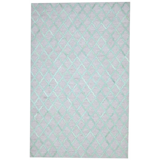 Modern Hand Woven Leather / Cotton Green 5' x 8' Rug