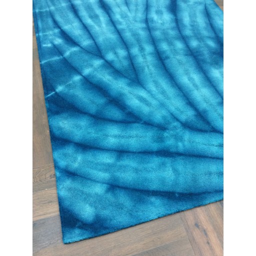 Handmade Woolen Shibori Cyan Area Rug t-450 5x8