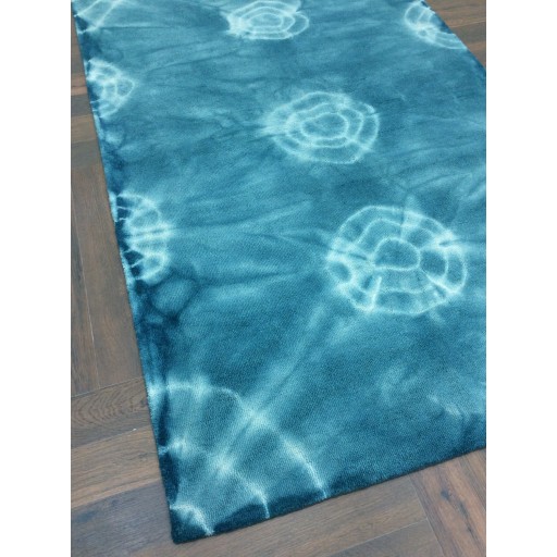 Handmade Woolen Shibori Cyan Area Rug t-561 5x8