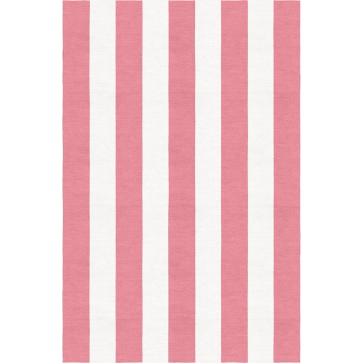 Handmade Pink White VSAO08AH12 Stripe Rugs 6'X9'