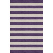 Handmade Silver Dark Violet HSAE12EN05 Stripe Rugs 5'X8'