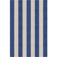 Handmade Silver Navy Blue VSAE12BD08 Stripe Rugs 6'X9'