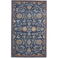 Traditional-Persian/Oriental Hand Tufted Wool Blue 5' x 8' Rug