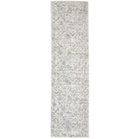 Modern Jacquard Loom Wool Silk Blend Grey 2' x 8' Rug