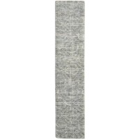 Modern Jacquard Loom Wool Silk Blend Grey 2' x 8' Rug