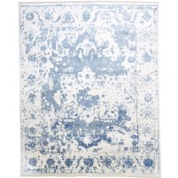 Traditional-Persian/Oriental Hand Knotted Silk Blue 8' x 10' Rug