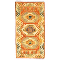 Traditional-Persian/Oriental Hand Knotted Wool Rust 2' x 4' Rug