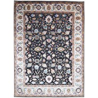 Traditional-Persian/Oriental Hand Knotted Silk Black 8' x 12' Rug