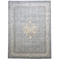 Traditional-Persian/Oriental Hand Knotted Wool Dark Grey 9' x 12' Rug