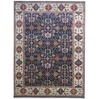 Traditional-Persian/Oriental Hand Knotted Wool Blue 9' x 12' Rug