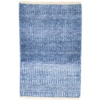 Modern Hand Knotted Wool / Silk (Silkette) Blue 2' x 3' Rug