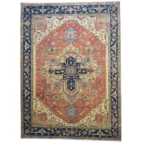 Traditional-Persian/Oriental Hand Knotted Wool Rust 9' x 12' Rug