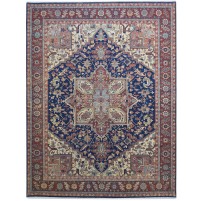 Traditional-Persian/Oriental Hand Knotted Wool Blue 9' x 11' Rug