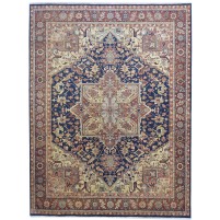 Traditional-Persian/Oriental Hand Knotted Wool Blue 9' x 11' Rug