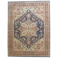 Traditional-Persian/Oriental Hand Knotted Wool Blue 9' x 11' Rug