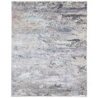 Modern Hand Knotted Silk Grey 8' x 10' Rug