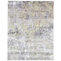 Modern Hand Knotted Wool / Silk (Silkette) Sage 8' x 10' Rug